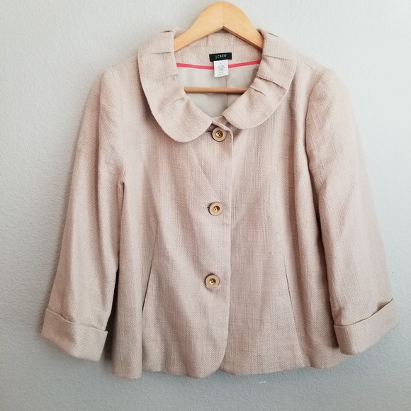 J. Crew Jackets & Blazers - J. Crew Women's Linen Blend Holly Blazer Jacket Size 8 Beige Neutral 3/4 Sleeve